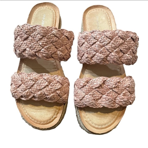 Madden Girl Shoes - Madden Girl Women's Pretty Espadrille Wedge Sandal, Blush Raffia US 8.5